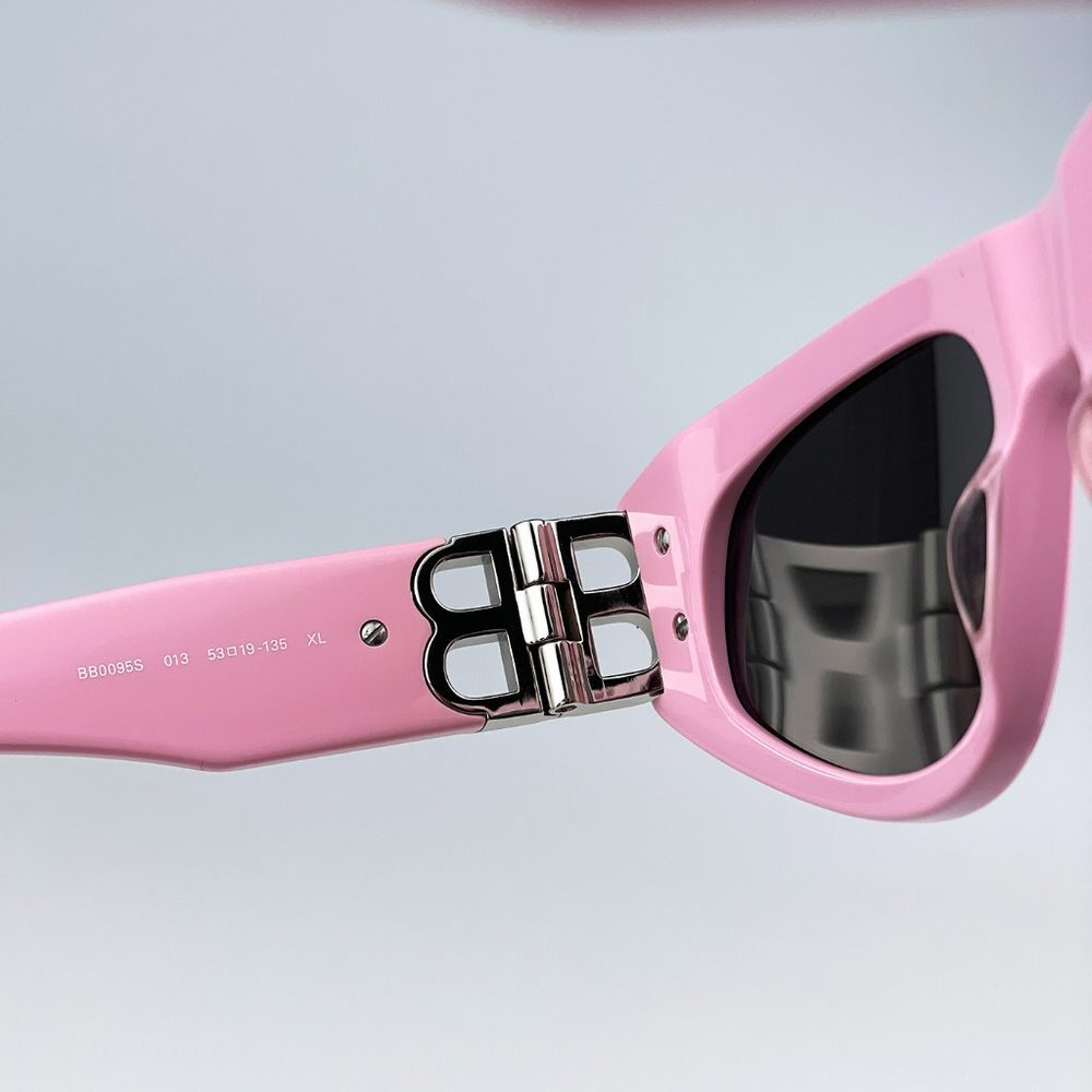 Balenciaga BB0095S 013 BRAND NEW Suglasses Light Pink Silver Grey Cat Eye Unisex - Picture 13 of 15